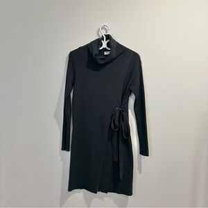 Coco y Club | womens small black long sleeve turtleneck sweater dress with tie